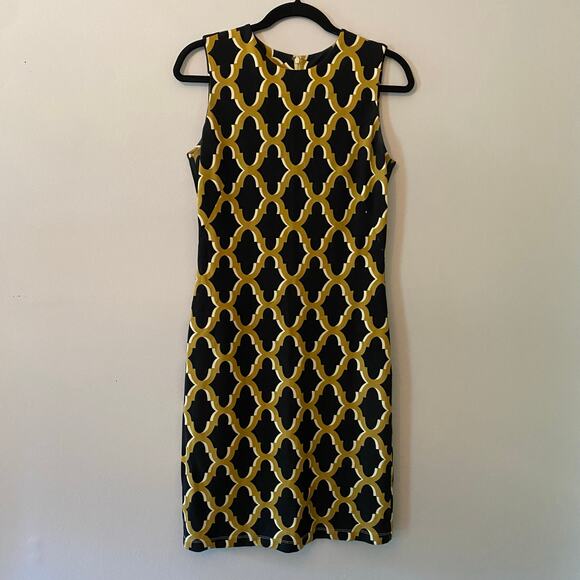 J. McLaughlin Women's Small Catalina Cloth Black Yellow Preppy Knee Length Dress - Picture 1 of 9